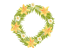 手绘圆形花边花环矢量图