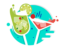 手绘多彩冷饮背景元素图