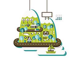 卡通简约道路设计平面png元素