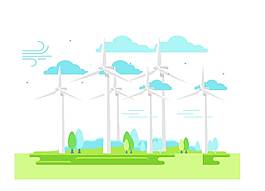 卡通风力风叶新能源png元素