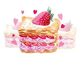 浪漫美味草莓蛋糕元素