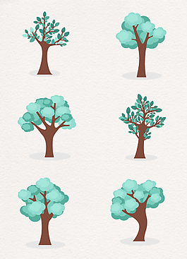 唯美手绘风景树木设计素材