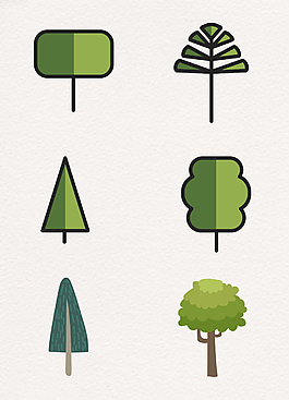 绿色矢量各种小树集合