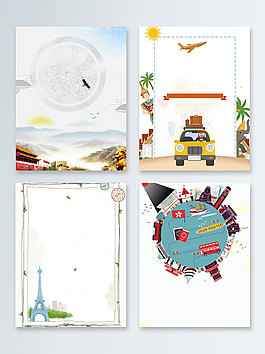 卡通简约世界文明古迹广告背景