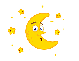 矢量卡通弯弯的月亮和星星