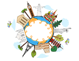 手绘美丽的地球家园矢量图