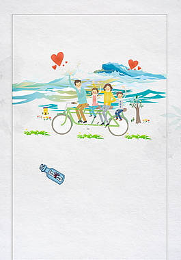 唯美春季一家人踏青旅行广告背景素材