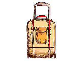 手绘简单实用旅行箱元素