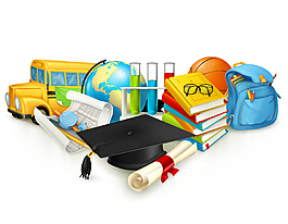 矢量多彩博士生学习用品