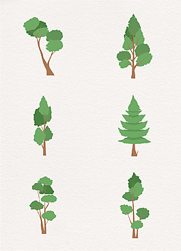 绿色手绘矢量树木合集