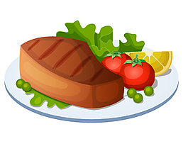 卡通西餐牛排果蔬元素