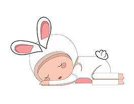 矢量卡通可爱午休的小白兔
