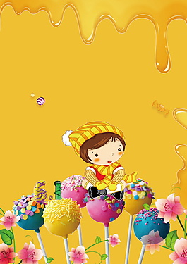 精美卡通女孩棒棒糖六一儿童节背景