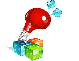 矢量装在盒子里的弹簧玩具