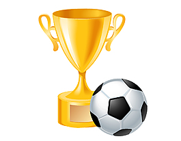 矢量简约足球和金色奖杯