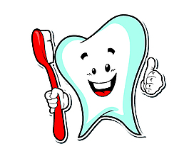 手绘微笑的牙齿与牙刷矢量图