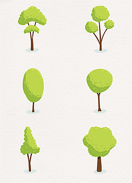 嫩绿色小清新卡通树木元素