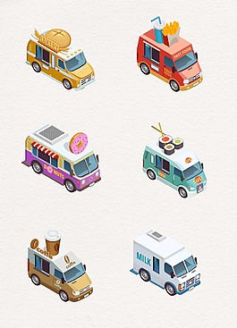 彩色设计卡通食物车