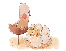 卡通可爱小鸡出壳元素