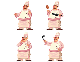 卡通可爱中式厨师元素