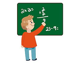 卡通可爱男孩做数学题元素