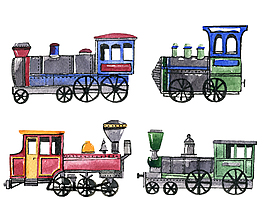 卡通复古蒸汽汽车元素