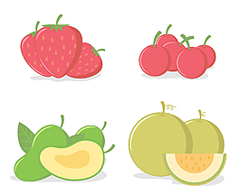 卡通新鲜水果草莓木瓜元素