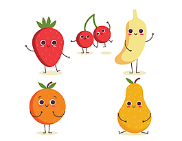 卡通可爱彩色水果元素