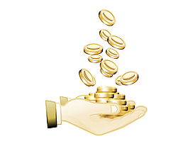 矢量双手拖住的金币元素