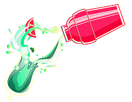 红色水瓶倒水元素