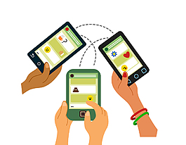 手绘手机手掌元素