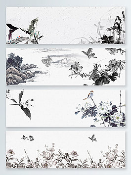 菊花中国风竹子banner背景