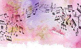 水彩绘音乐海报背景