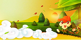 清新可爱黄昏玩偶广告背景