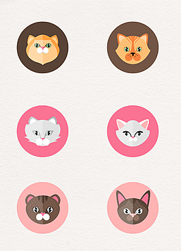 圆形猫咪头像矢量图