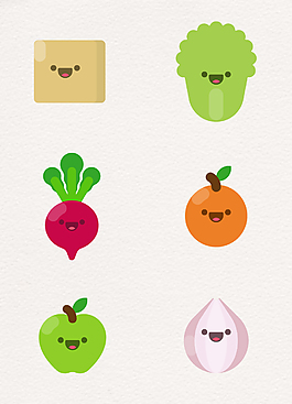 可爱蔬菜水果表情矢量图