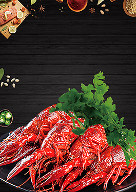 麻辣小龙虾餐饮海报背景