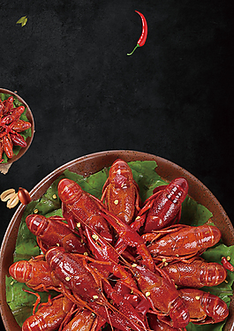 麻辣小龙虾餐饮海报背景