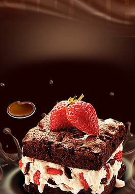 简约草莓巧克力蛋糕广告背景素材