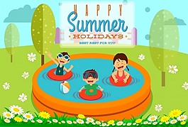 夏天儿童游乐园ai矢量素材下载