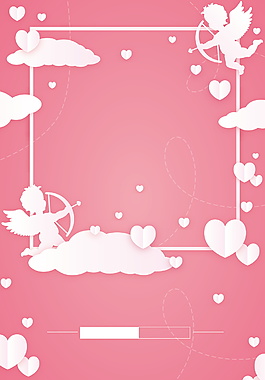 浪漫粉色底纹白色丘比特广告背景