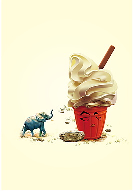 夏日冰淇淋DIY海报背景设计