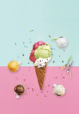 夏日美味冰淇淋海报背景素材