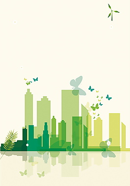 低碳生活生态家园建筑倒影广告背景素材