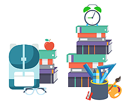 手绘书本学习用品元素