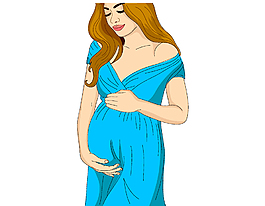 手绘卡通孕妇元素