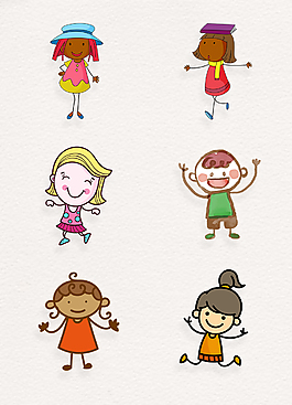 手绘扁平化火柴人png素材