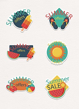 彩色卡通夏日水果装饰