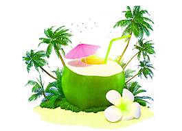 矢量绿色叶子与小花