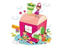 红色小房子铅笔刀PNG元素